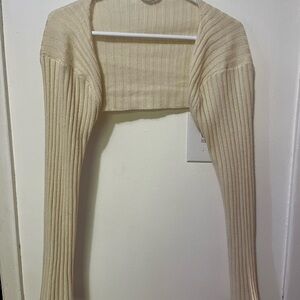 Cream Ribbed Women's arm Sweater